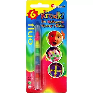 Titanum Kredki fluorescencyjne do malowania twarzy 6 kolorów - Przybory szkolne - miniaturka - grafika 1