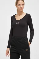 Bluzki damskie - EA7 Emporio Armani longsleeve damski kolor czarny - miniaturka - grafika 1
