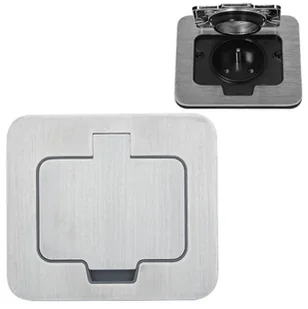 Kwadratowe Hermetyczne Gniazdo z Klapką Aluminium - Gniazdka elektryczne - miniaturka - grafika 1