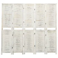 Parawany - Lumarko Parawan 5-panelowy, postarzany biały, 178,5x166 cm, lite drewno! - miniaturka - grafika 1