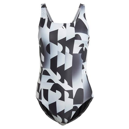 adidas Damski strój kąpielowy z 3 paskami graficzny, 112 cm, Czarny, 128
