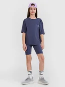 Spodnie i spodenki dla dziewczynek - 4F Legginsy kolarki dziewczęce - szare 122 (6-7 lat) - miniaturka - grafika 1