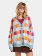 Swetry damskie - Roxy Kardigan Small Slow Chec Swtr ERJSW03578 Niebieski Regular Fit - miniaturka - grafika 1