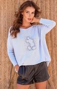 Swetry damskie - Sweter damski z ozdobnym motywem w kolorze błękitnym MIJA, Kolor niebieski, Rozmiar Oversize, KAMEA - Primodo.com - miniaturka - grafika 1