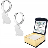 Kolczyki - Kolczyki srebrne Siedzący Kot Kotek WŁASNY NADRUK - miniaturka - grafika 1