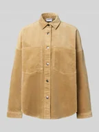 Bluzki damskie - Bluzka koszulowa o kroju regular fit z imitacji sztruksu - miniaturka - grafika 1