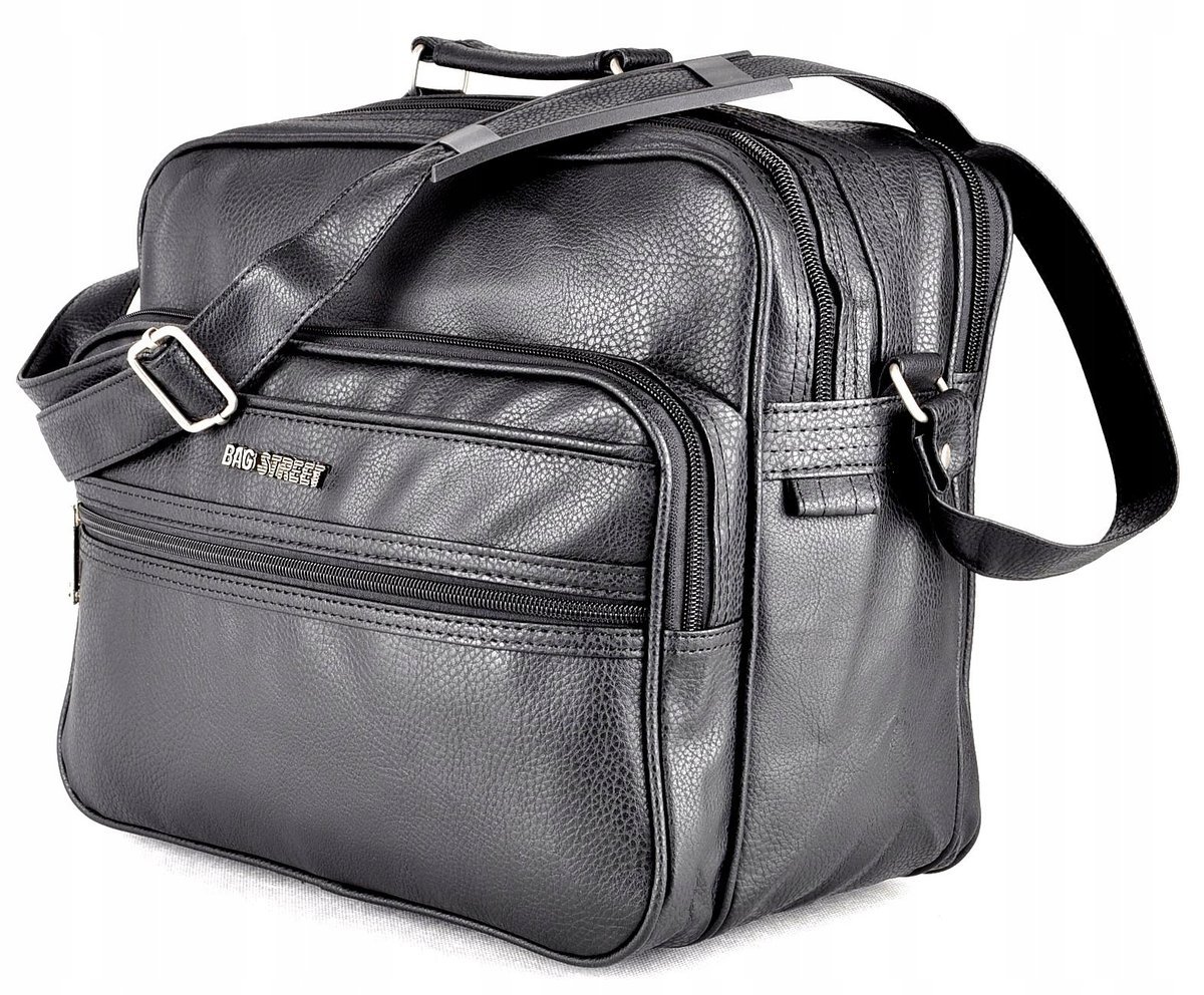 Czarna POZIOMA Mała TORBA MĘSKA Eko Skóra SASZETKA na ramię PRZEWIESZKA C5