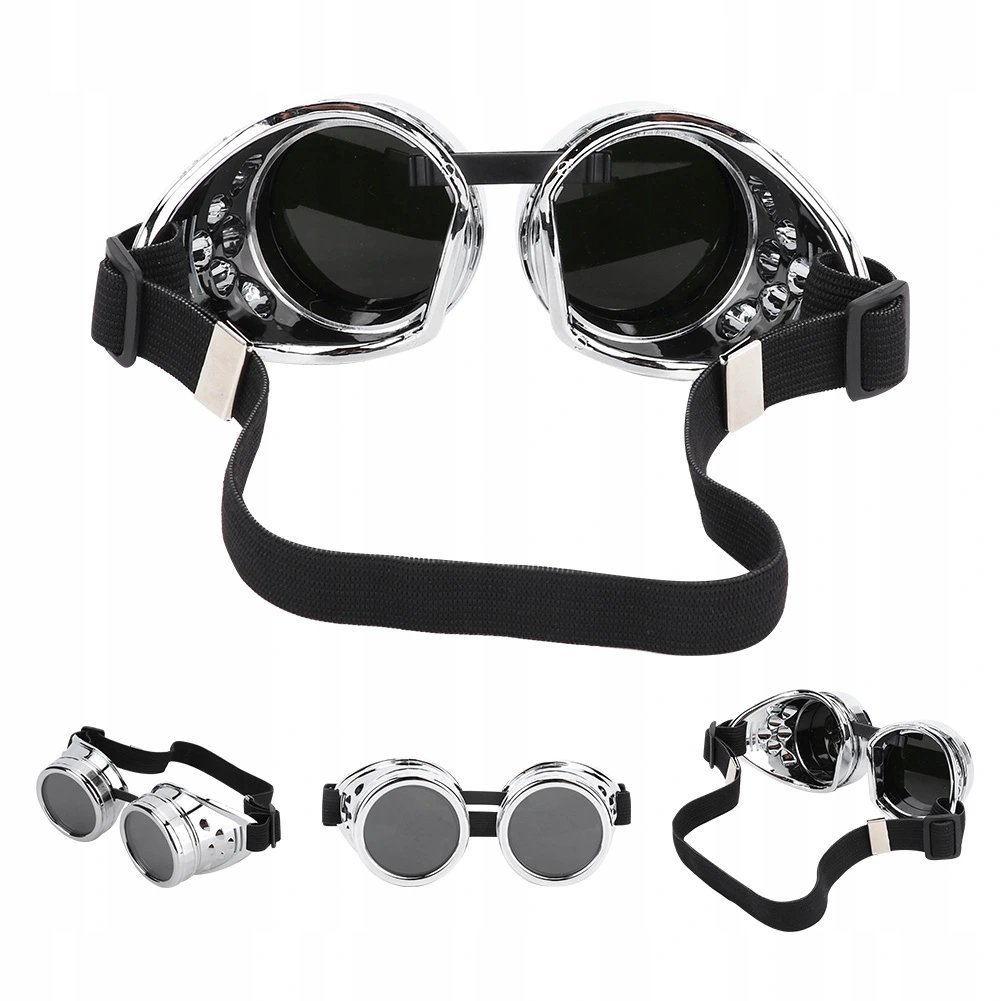 GOGLE STEAMPUNK DWUWARSTWOWE OKULARY PRZECIWSŁONECZNE VINTAGE 150X60MM