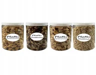 Pojemniki kuchenne - POJEMNIK PLASTIKOWY SŁOIK BIAŁA ZAKRĘTKA 1L 4 SZTUKI + ETYKIETY - miniaturka - grafika 1