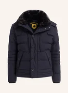 Moda i Uroda OUTLET - Wellensteyn Kurtka Puchowa Starstream Z Odpinanym Kapturem Wykończona Sztucznym Futrem blau - miniaturka - grafika 1