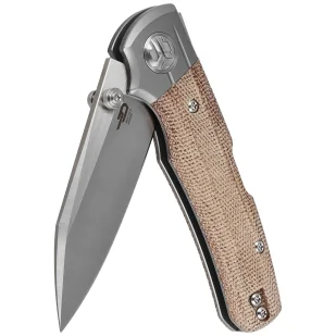 Nóż składany Bestech Tonic Titanium / Natural Canvas Micarta, Satin M390 by Colin Maisonpierre (BT2204B) - Noże - miniaturka - grafika 6
