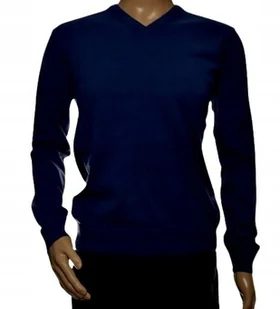 Klasyczny Sweter Męski Z Wełny Merynosów I Kaszmiru Kaszmirowy L Granatowy - Swetry męskie - miniaturka - grafika 1