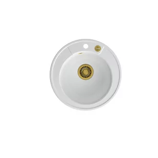 QUADRON DANNY 210 biały metalik + odpływ złoty PVD (HB8301U1-G1) HB8301U1-G1 - Zlewozmywaki - miniaturka - grafika 1