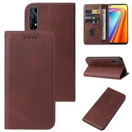 Etui i futerały do telefonów - Skórzane etui na telefon z magnetycznym zamknięciem do Realme 7 4G / RMX2155 Brown - miniaturka - grafika 1