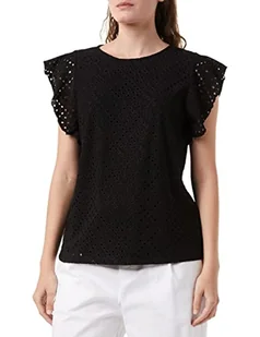 Bestseller A/S VMTASSA SL Frill Top Noos, czarny, XS - Koszulki i topy damskie - miniaturka - grafika 1