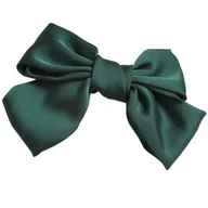 Ozdoby do włosów - Spinka do Włosów Zielona z Kokardą Duża Satynowa Klamra Lekka i Efektowna - miniaturka - grafika 1