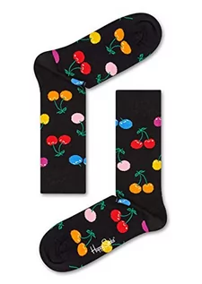 Skarpetki męskie - Happy Socks Cherry Sock, kolorowe i zabawne, Skarpety dla kobiet i mężczyzn, Czarny-Zielony-Pomarańczowy-Różowy-Czerwony (41-46) - grafika 1