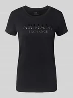 Koszulki i topy damskie - T-shirt z obszyciem ozdobnymi kamieniami i okrągłym dekoltem - miniaturka - grafika 1