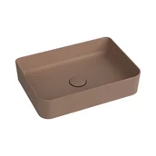 Umywalki - Massi Umywalka ceramiczna nablatowa brązowa bez otworu na baterie 50 x 35 cm LERA Cappuccino - miniaturka - grafika 1