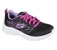 Buty dla dziewczynek - Skechers Dziewczęce sneakersy Microspec Bright Runner, Czarna siatka, lawendowe wykończenie, 33.5 EU - miniaturka - grafika 1