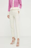 Spodnie damskie - Marella spodnie damskie kolor beżowy fason cygaretki medium waist - miniaturka - grafika 1