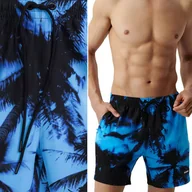 Kąpielówki męskie - KĄPIELÓWKI MĘSKIE Atlantic Modne Luźne Szorty z Hawajskim Nadrukiem - XL - miniaturka - grafika 1