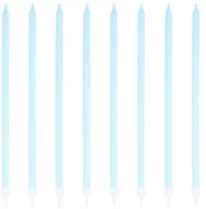 Świece - Świeczki dekoracyjne na tort, NIEBIESKIE długie 8 szt - miniaturka - grafika 1