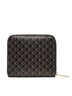 Calvin Klein Mały Portfel Damski Emblem Aop Square Zip Around LV04F1089G Czarny - Portfele - miniaturka - grafika 1