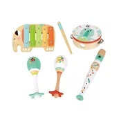 Instrumenty muzyczne dla dzieci - Tooky Toy Lumarko Zestaw Instrumenty Muzyczne Dla Dzieci Cymbałki Bębenek Flet Marakasy W Skrzyni 6 El.! TF567 Lek - miniaturka - grafika 1