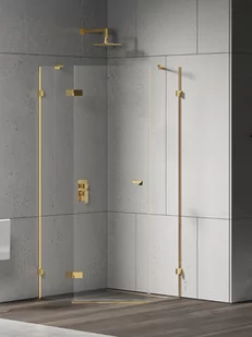 New Trendy Złota kabina prysznicowa pięciokątna lewa 90x90 EXK-4834 Eventa Gold Shine - Kabiny prysznicowe - miniaturka - grafika 1