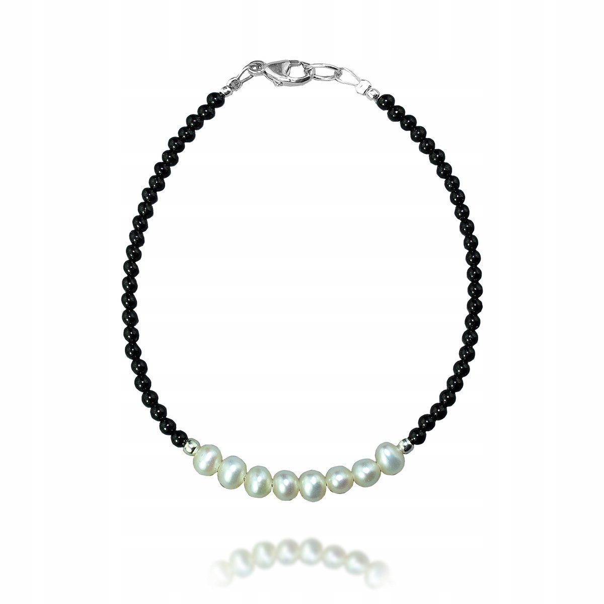 Bransoletka Turmaliny i Perły kule zapięcie 925