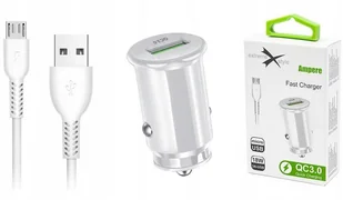 ExtremeStyle Ładowarka samochodowa USB 18W 3A QC3.0 microUSB biały) - Ładowarki samochodowe - miniaturka - grafika 1