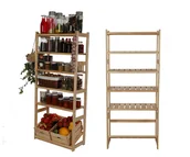 Regały - Regał Drewniany Do Spiżarni Lsr P500S1 Naturalny, Półki Proste 5 Szt, Półki Na Skrzynki 1 Szt Drewno Sosnowe / Wamar-Sosenka - miniaturka - grafika 1
