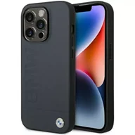 Etui i futerały do telefonów - Etui na telefon BMW BMHMP14LSLLNA do Apple iPhone 14 Pro 6,1" granatowy/navy hardcase Leather Hot Stamp MagSafe - miniaturka - grafika 1