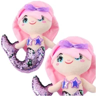Maskotki i pluszaki - Pluszowa Syrenka Przytulanka Ogon W Cekiny Dwukolorowe Fioletowa 28cm LEAN Toys - miniaturka - grafika 1