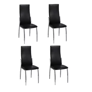 vidaXL Jadalniane krzesła, czarna skóra i chrom x 4 - Krzesła - miniaturka - grafika 1