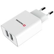 Ładowarki do telefonów - Swissten Ładowarka do sieci 2x USB 2,1 A + USB-C kabel 1,2 m 22053000) Biała - miniaturka - grafika 1