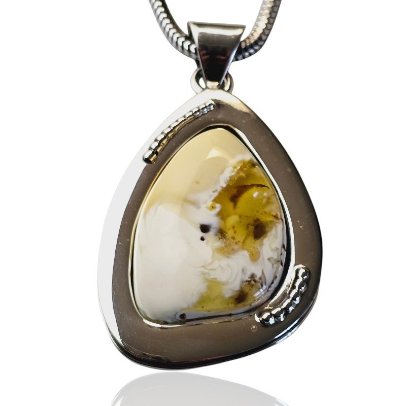 ankabizuteria.pl Piękna zawieszka srebrna z rzadkim bursztynem bałtyc