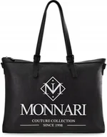 Torebki damskie - Monnari czarna torebka damska shopper skóra eko a4 - miniaturka - grafika 1