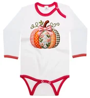 Body dla niemowląt - Body dziecięce Patchworkowa Dynia W Kratkę Kwiaty Dzień Dyni 86/92 - miniaturka - grafika 1