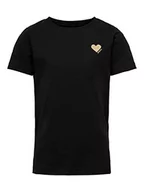 Koszulki i topy damskie - KIDS ONLY Dziewczęca Kogkita S/S Logo Top JRS Noos T-Shirt, Czarny/nadruk: złoty Glitter Heart, 122/128 cm - miniaturka - grafika 1