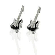 Spinki do mankietów i krawatów - Spinki do mankietów tematyczne biało-czarne gitary EM 7 - EM Men's Accessories - miniaturka - grafika 1