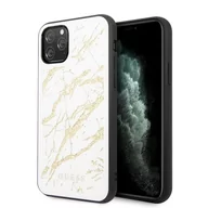 Etui i futerały do telefonów - Guess Marble Glass Gold Glitter Etui iPhone 11 Pro biały 10_15927 - miniaturka - grafika 1