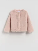 Kurtki i płaszcze dla dziewczynek - Reserved - Kurtka z imitacji futra - pastelowy róż - miniaturka - grafika 1