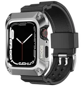 Akcesoria do smartwatchy - Kingxbar CYF134 2w1 pasek Apple Watch Ultra, SE, 8, 7, 6, 5, 4, 3, 2, 1 (49, 45, 44, 42 mm) z wbudowanym pancernym etui ze stali nierdzewnej srebrny - miniaturka - grafika 1