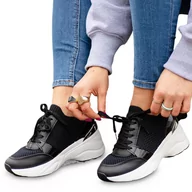 Sneakersy damskie - Buty Damskie Sneakersy Morino Na Platformie Czarne 40 - miniaturka - grafika 1