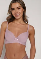 Biustonosze - Fioletowy Klasyczny Biustonosz o Gładkim Wykończeniu Lamisa - miniaturka - grafika 1