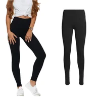 Legginsy - Klasyczne legginsy damskie z wysokim stanem CZARNE miękkie S/M - miniaturka - grafika 1