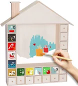 Pozostałe akcesoria świąteczne - BRUBAKER Kalendarz adwentowy wielokrotnego użytku do wypełnienia 24 szufladkami - kalendarz bożonarodzeniowy DIY do kolorowania, tworzenia i samodzielnego projektowania - puste miejsce na domek bożonarodzeniowy - wysokość 40,3 cm - miniaturka - grafika 1