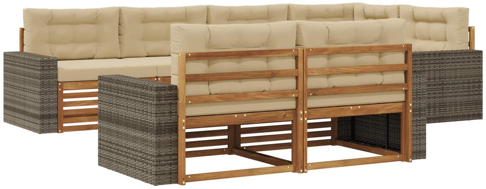 vidaXL Zestaw sof na zewnątrz z poduszką 7 pcs Naturalny i Beżowy